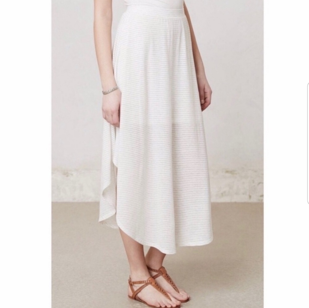 Bordeaux Anthro Shadow Stripe Tapered Maxi Skirt